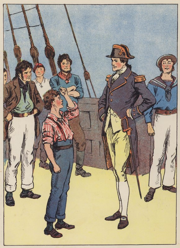 Der Matrosenjunge bietet an, der Marine beizutreten (Farblithografie) von English School