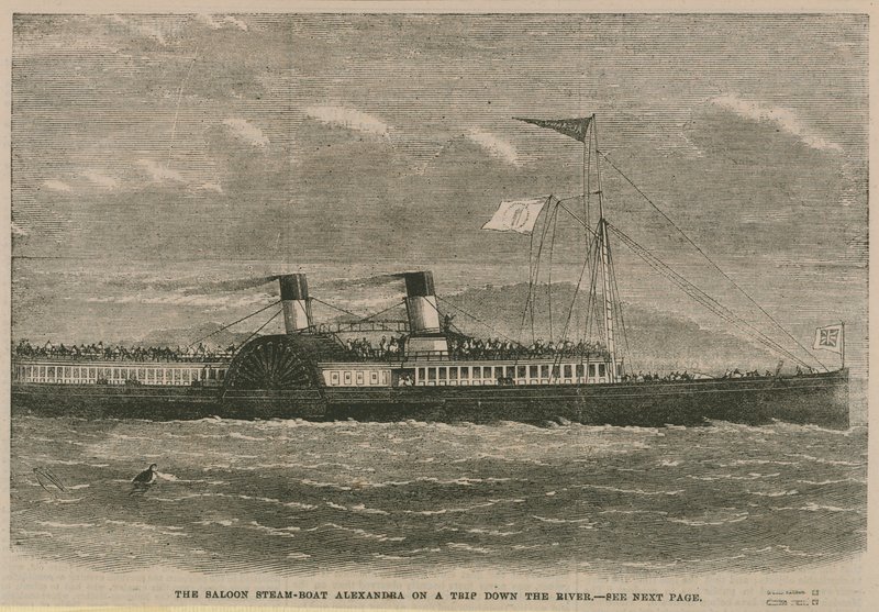 Der Salondampfer Alexandra auf einer Fahrt den Fluss hinunter von English School