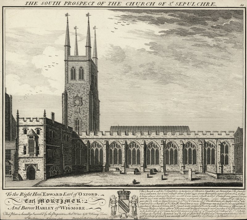 Die Südansicht der Kirche St Sepulchre von English School