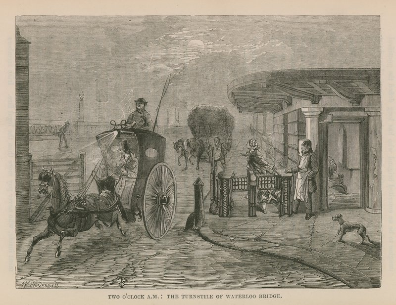 Das Drehkreuz der Waterloo Bridge von English School