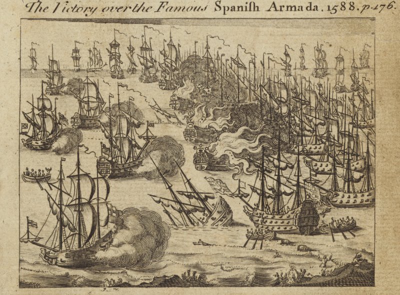Der Sieg über die berühmte spanische Armada, 1588 von English School