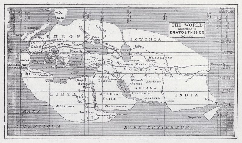 Die Welt nach Eratosthenes, 220 v. Chr. von English School