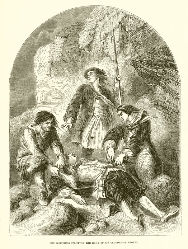 Die Wracker plündern den Körper von Sir Cloudesley Shovell von English School
