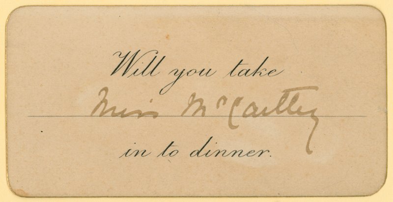 Eintrittskarte: Werden Sie Miss McCarthy zum Abendessen begleiten? von English School