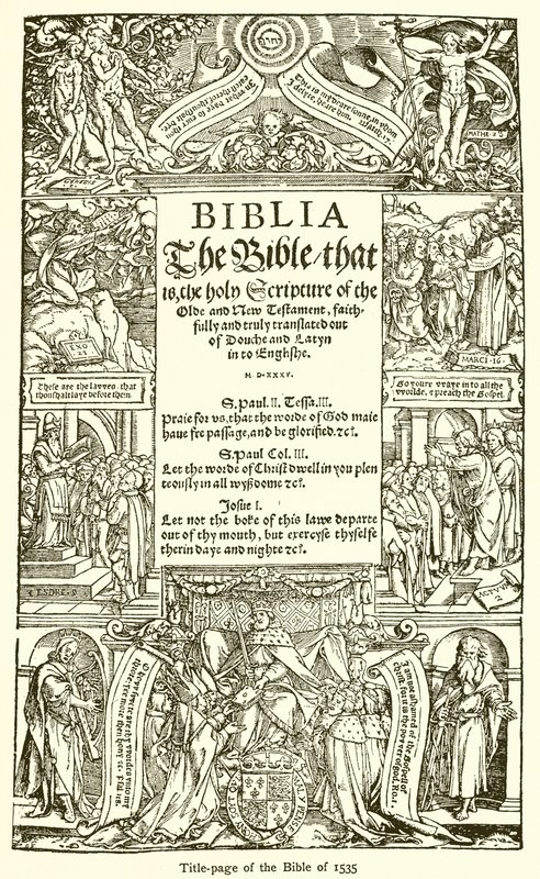 Titelseite der Bibel von 1535 von English School