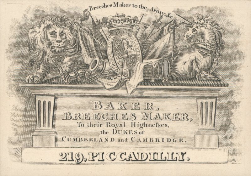 Visitenkarte, Baker, Hosenmacher von English School