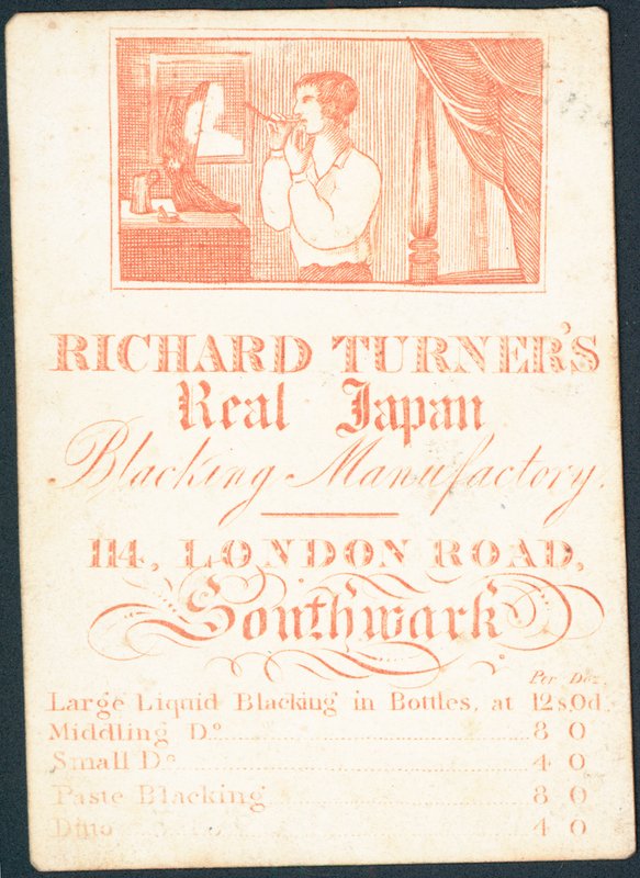 Handelskarte, Richard Turners Real Japan Blacking Manufactory von English School