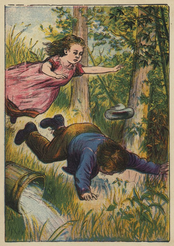 Den Hügel hinauf und hinunter (Farblithografie) von English School