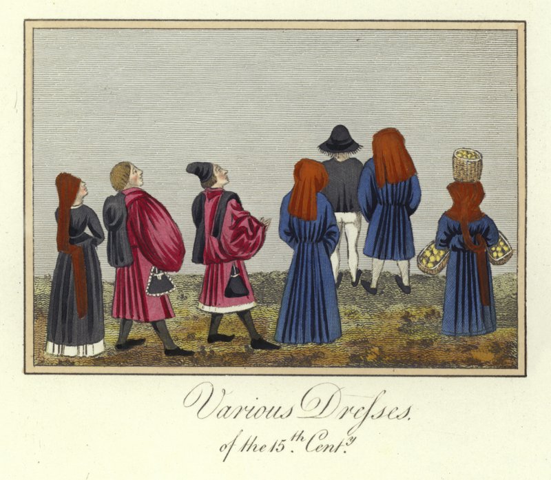 Verschiedene Kleider des 15. Jahrhunderts von English School