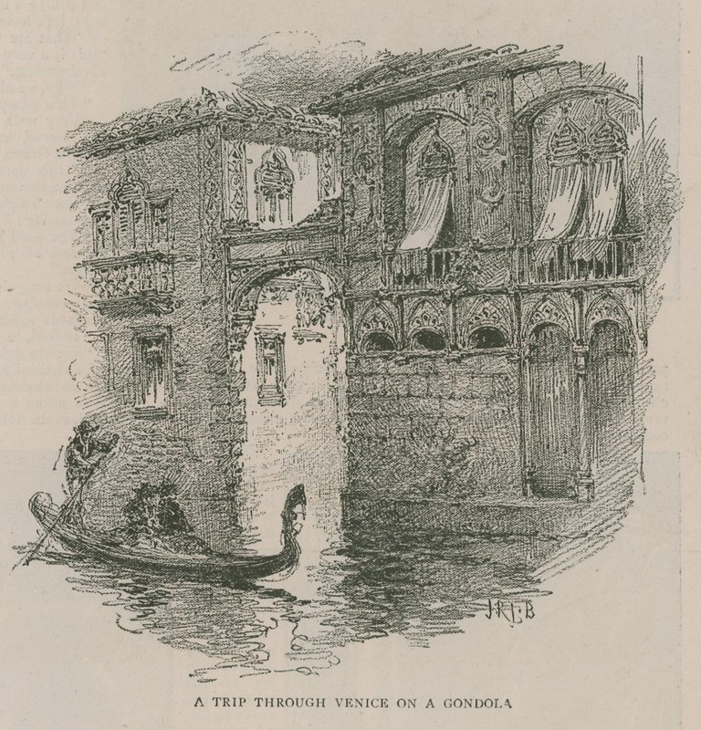 Venedig in London: Skizzen in Olympia - Eine Fahrt durch Venedig auf einer Gondel von English School