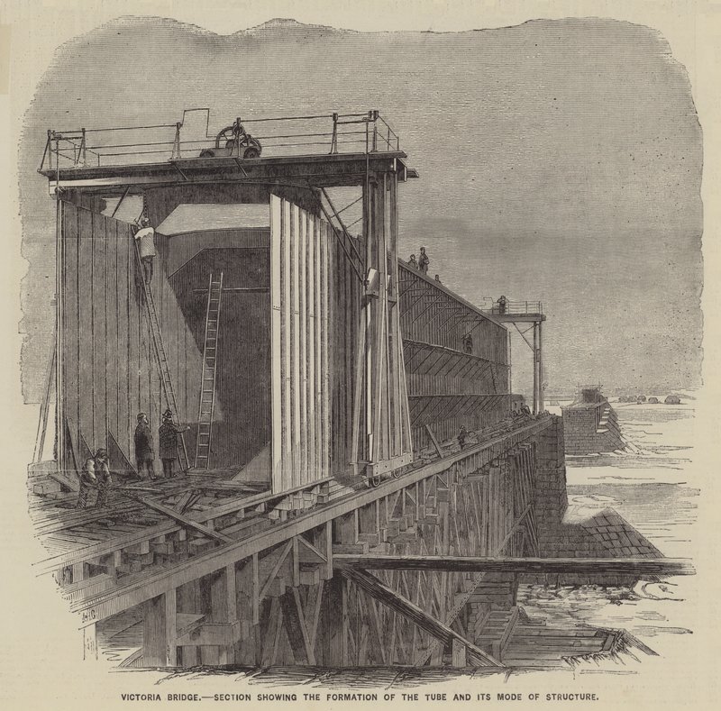 Victoria-Brücke, Querschnitt zeigt die Bildung des Rohrs und seine Bauweise von English School