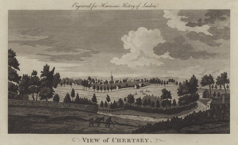Ansicht von Chertsey, Surrey (Stich) von English School