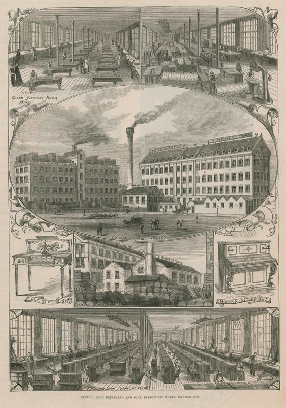 Ansicht der Pianofortefabrik von John Brinsmead und Söhne von English School