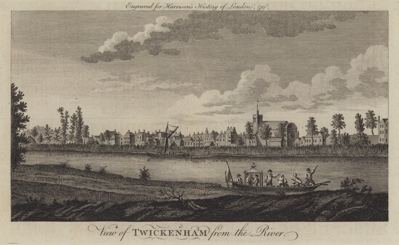 Blick auf Twickenham vom Fluss Thames von English School