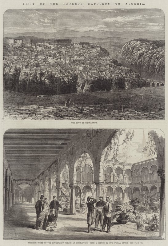 Besuch von Kaiser Napoleon in Algerien (Stich) von English School