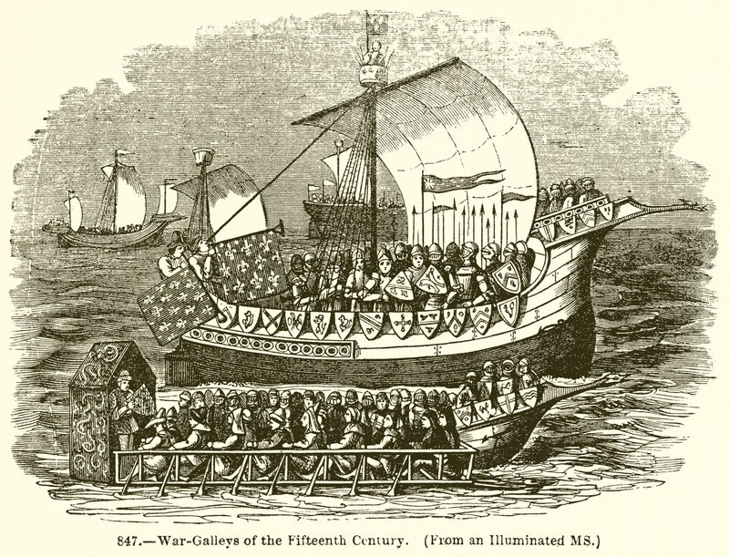 Kriegsgaleeren des 15. Jahrhunderts von English School