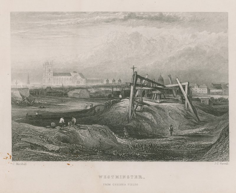 Westminster von den Chelsea Fields aus gesehen von English School