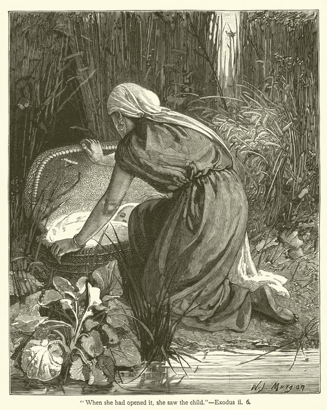 "Als sie es öffnete, sah sie das Kind", Exodus, ii, 6 von English School