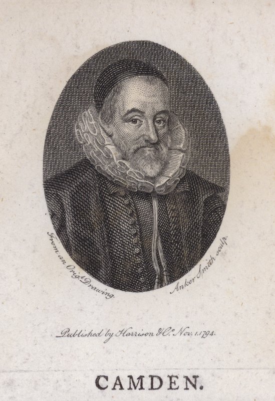 William Camden, englischer Antiquar, Historiker und Geograph (Stich) von English School
