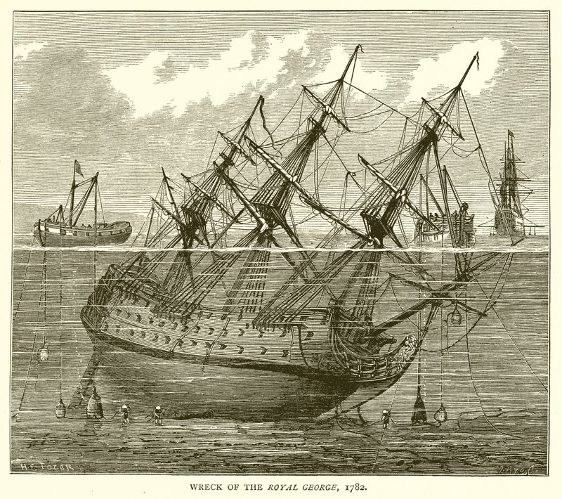 Schiffbruch der Royal George, 1782 von English School