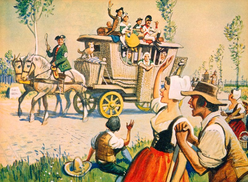 Eine Kutsche auf der Straße zwischen Paris und Versailles im Jahr 1787 von Eric Parker