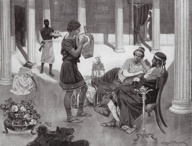 Das Innere eines griechischen Hauses, IV. Jahrhundert v. Chr. von Ernest (after) Prater