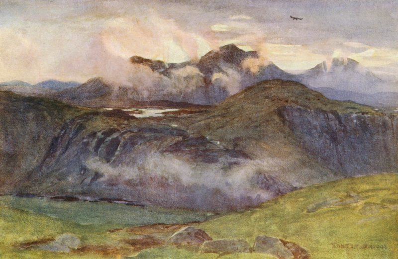 Merrick und Loch Enoch vom Gipfel des Corscrine von Ernest Edward Briggs