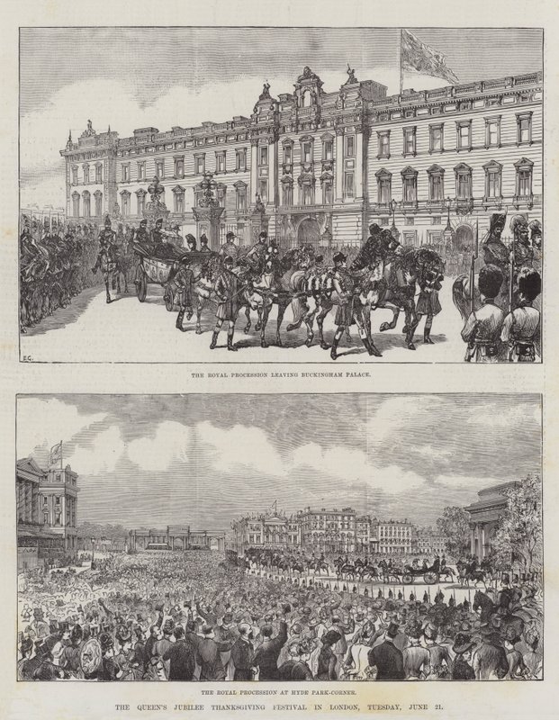 Das Jubiläums-Dankfest der Königin in London, Dienstag, 21. Juni von Ernest Henry Griset