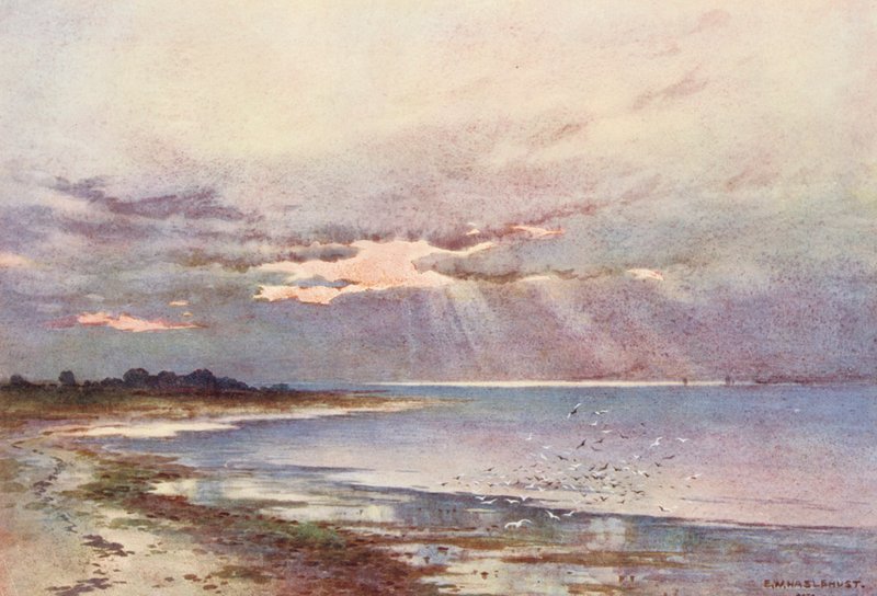 Fluss Themse: Blick nach Süden zum Nore (Farblithografie) von Ernest William Haslehust