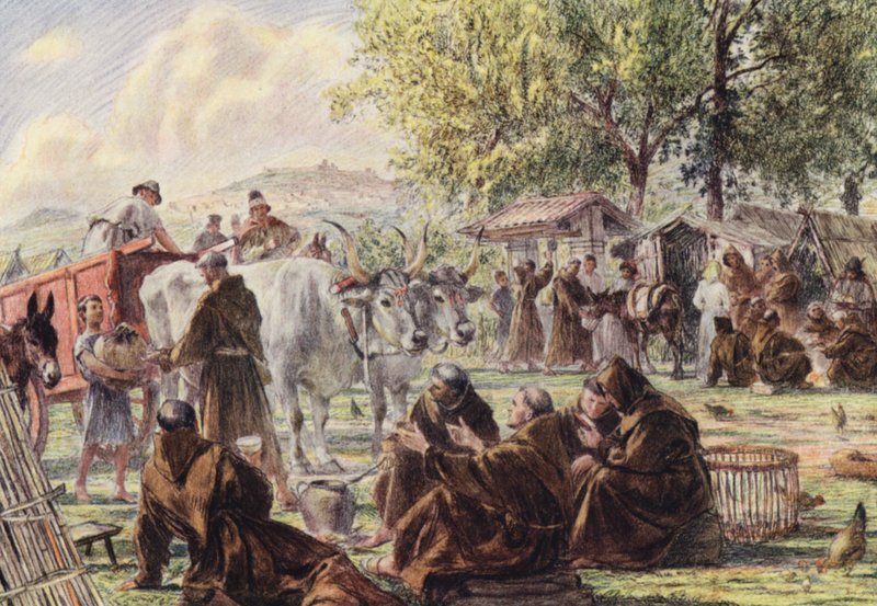 Das Kapitel bei St. Maria der Engel in der Nähe von Assisi von Eugene (after) Burnand