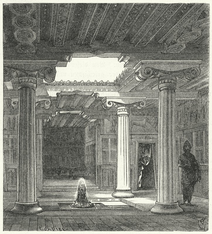 Ionischer Innenhof eines antiken griechischen Hauses von Eugene Emmanuel after Viollet le Duc