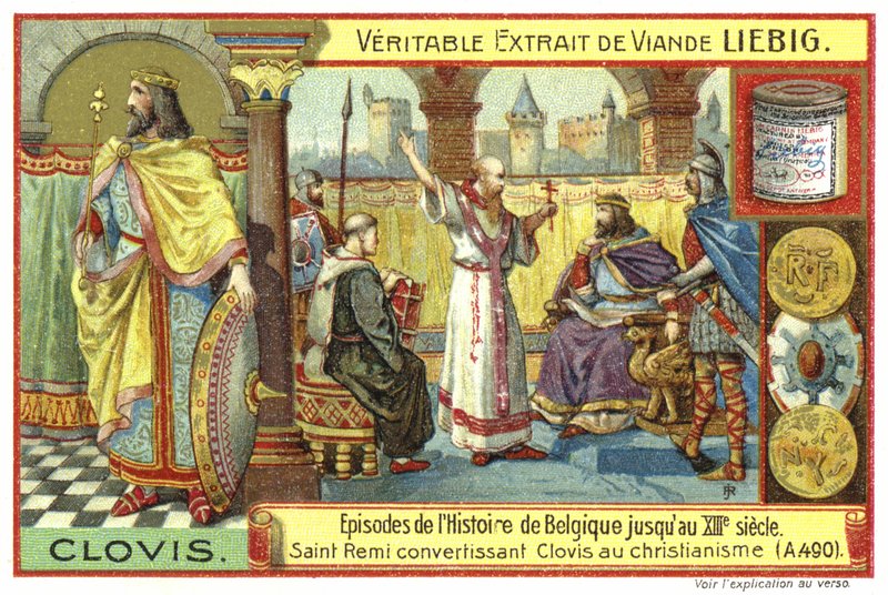 St. Remigius bekehrt Chlodwig I., König der Franken, zum Christentum, 490 von European School