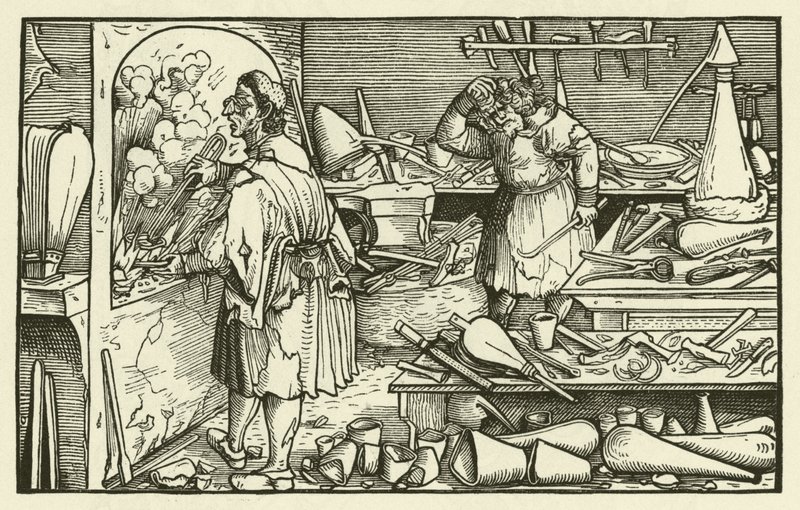 Alchemistenlabor im 16. Jahrhundert von European School