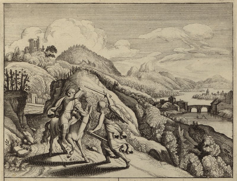 Bileam wird von seinem Esel getadelt, während er auf dem Weg zu Balak, dem König von Moab, ist von European School