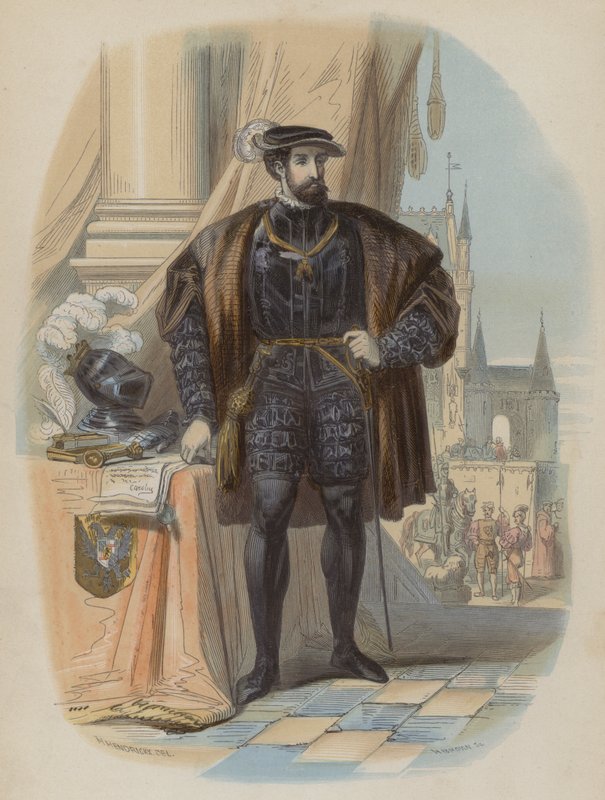 Karl V., Heiliger Römischer Kaiser (kolorierte Gravur) von European School