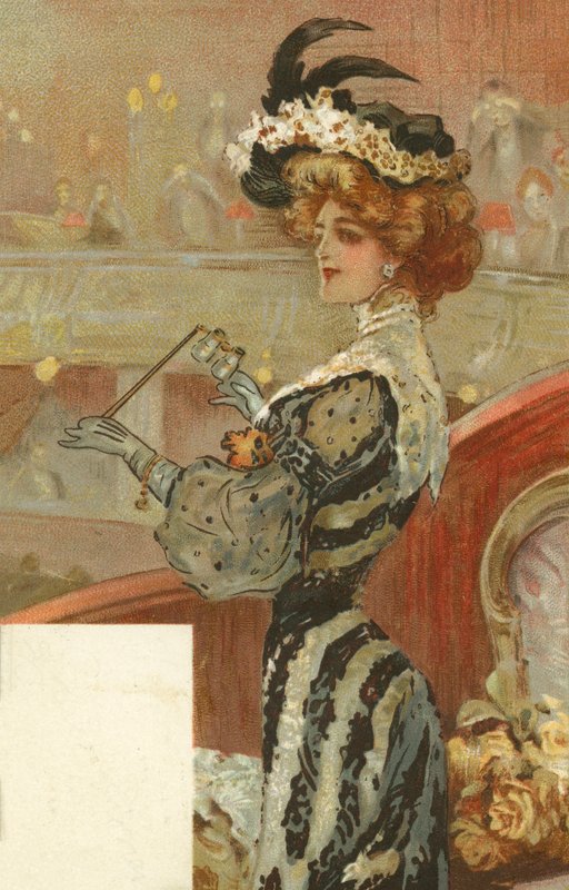 Elegante Frau im Theater von European School
