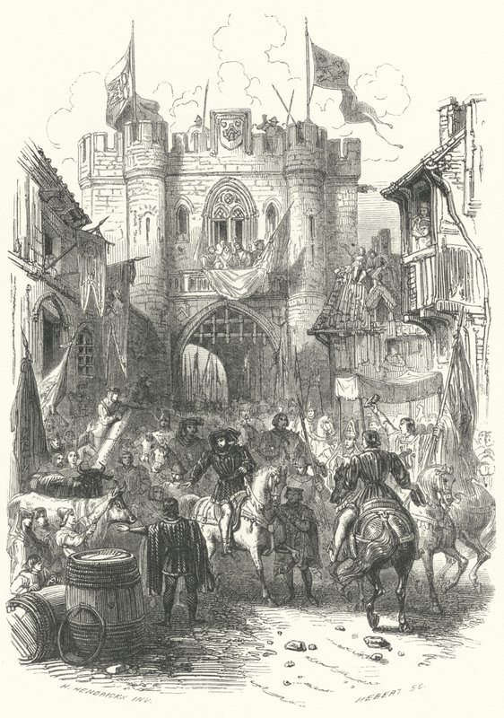 Einzug von Philipp dem Kühnen, Herzog von Burgund, in Antwerpen (Gravur) von European School