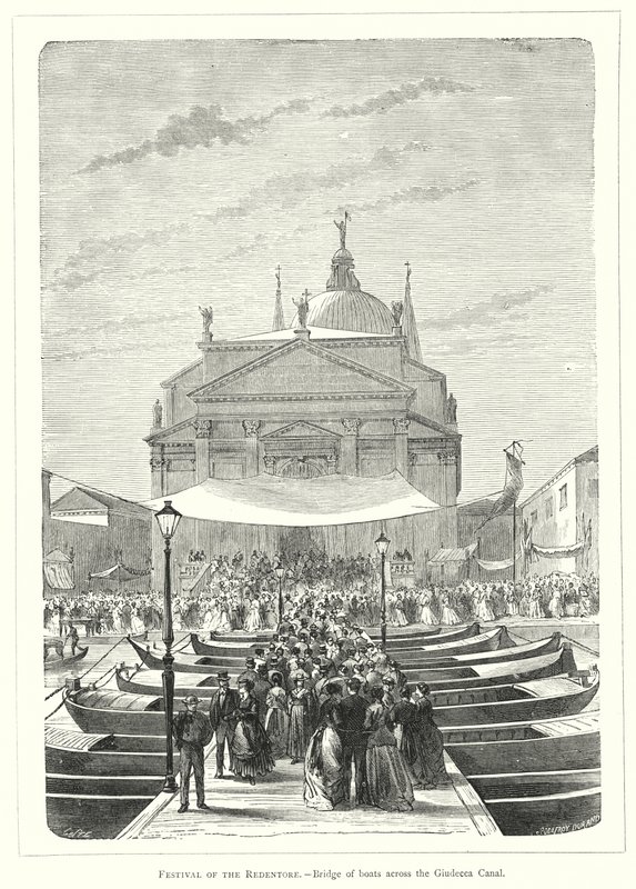 Fest des Redentore, Brücke aus Booten über den Giudecca-Kanal von European School