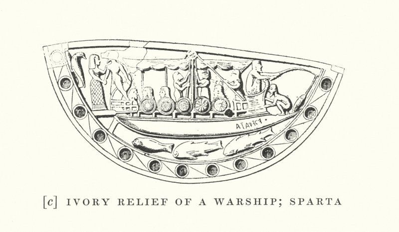 Elfenbeinrelief eines Kriegsschiffs; Sparta von European School
