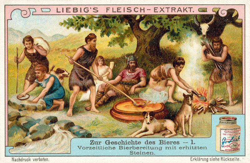 Prähistorische Bierproduktion mit erhitzten Steinen von European School