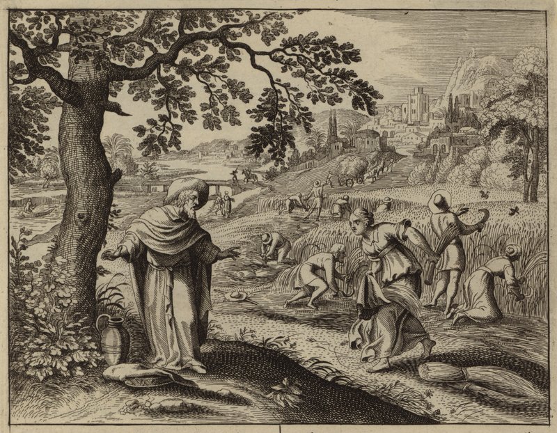 Ruth trifft Boas beim Ährenlesen auf seinem Feld von European School
