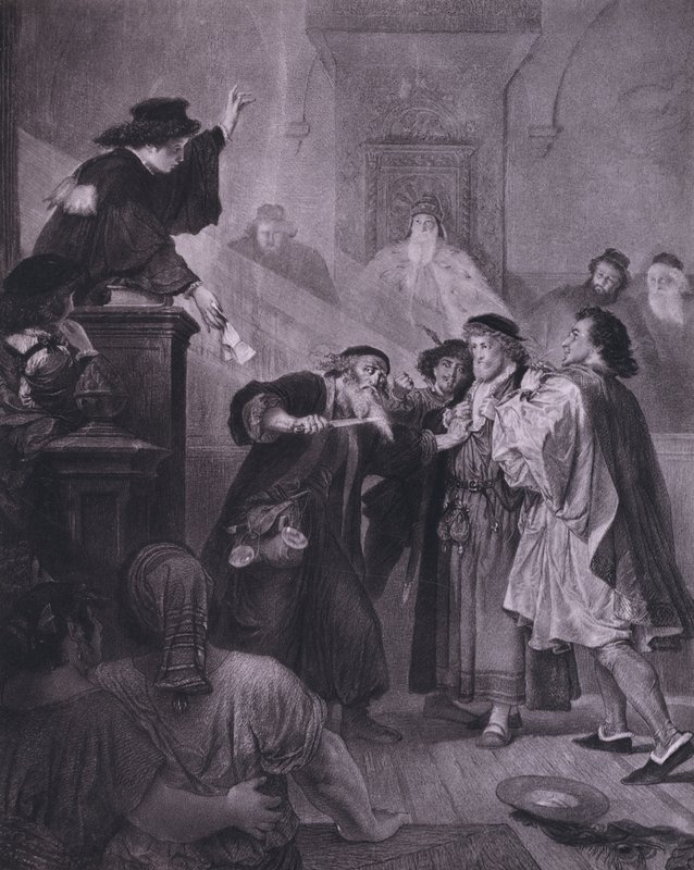 Szene aus Shakespeares Der Kaufmann von Venedig (Akt IV, Szene 1) von European School
