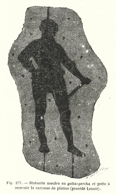 Statuette aus Guttapercha, bereit zur Aufnahme des Platinskeletts, Verfahren Lenoir von European School