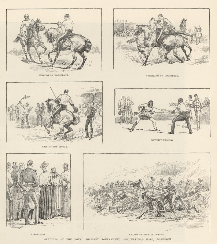 Skizzen beim Royal Military Tournament, Agricultural Hall, Islington von Evelyn Stuart Hardy