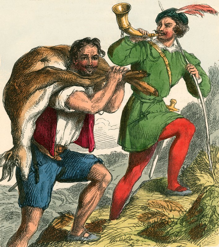 Robin Hood und Little John bringen den fetten Hirsch nach Hause von F. Tayler
