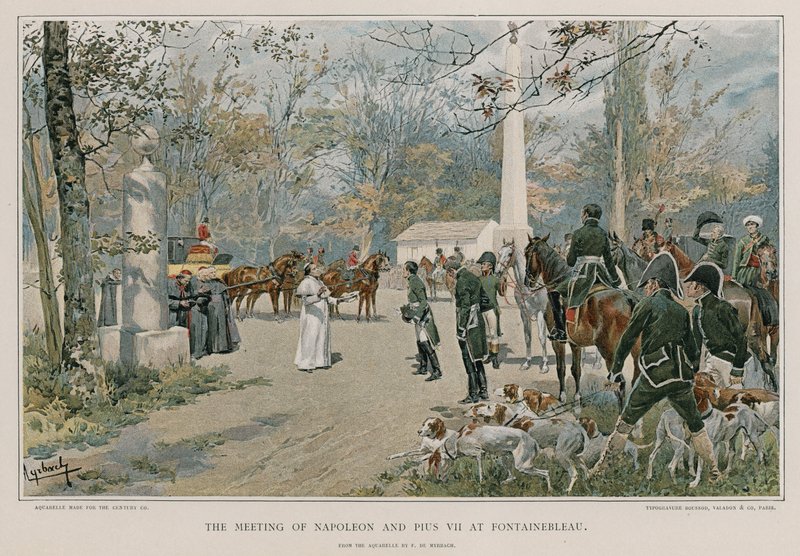 Das Treffen von Napoleon und Pius VII. in Fontainebleau von Felicien baron de Myrbach Rheinfeld