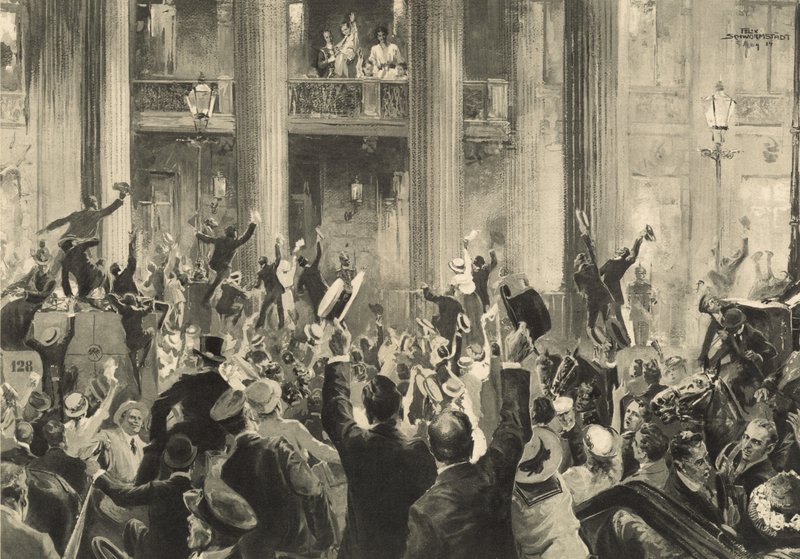 Feier der Berliner Bevölkerung vor dem Kronprinzenpalais am 1. August von Felix Schwormstadt