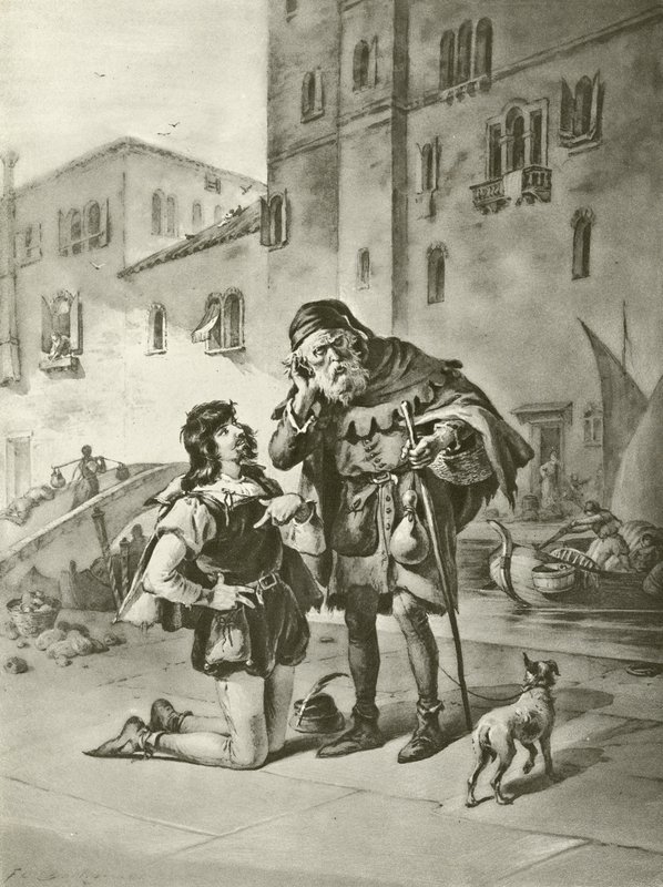 Der Kaufmann von Venedig. Akt II, Szene II von Felix Octavius Carr Darley