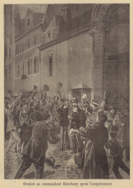 Ovationen für Major Esterhazy nach seinem Freispruch von Fortune Louis Meaulle
