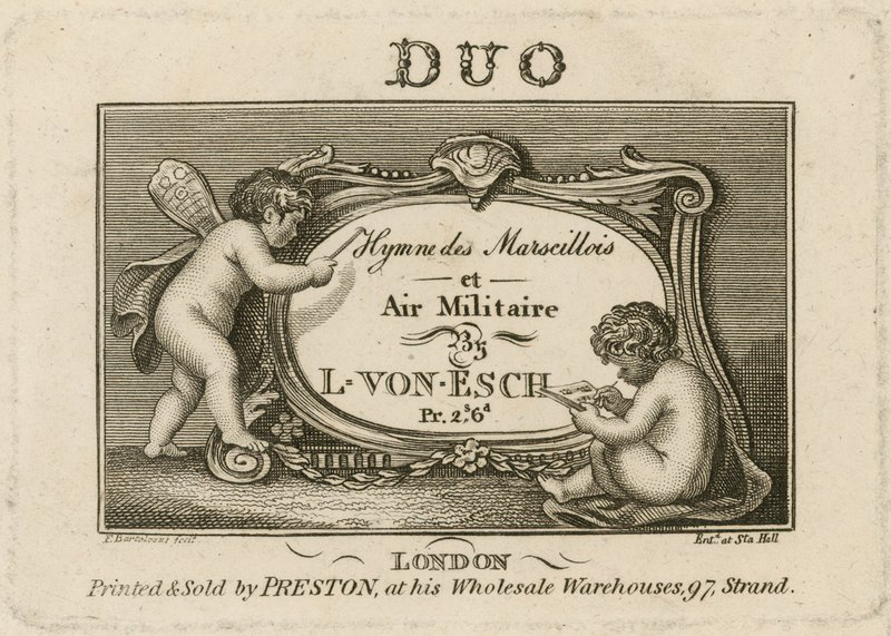 Titelblatt für Hymne des Marscillois und Militärmusik von Francesco Bartolozzi